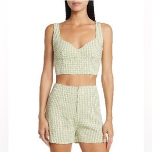 NWT L Elodie Green and White Checkered Shorts and Tank Set - Sold Out Everywhere